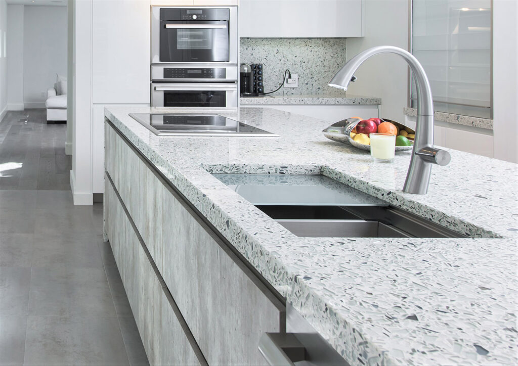 Vetrazzo Recycled Glass Countertops - Palladian Gray Kitchen